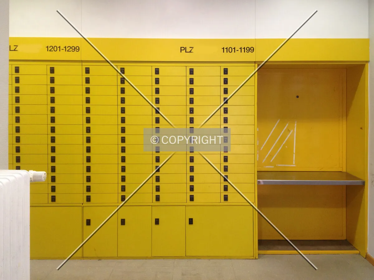 Post-office boxes where customers pick up their mail