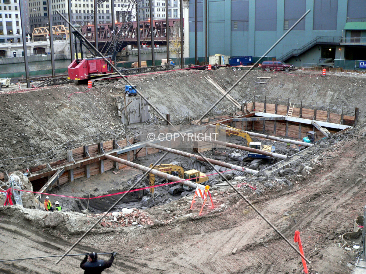 View to the southwest with the core being excavated