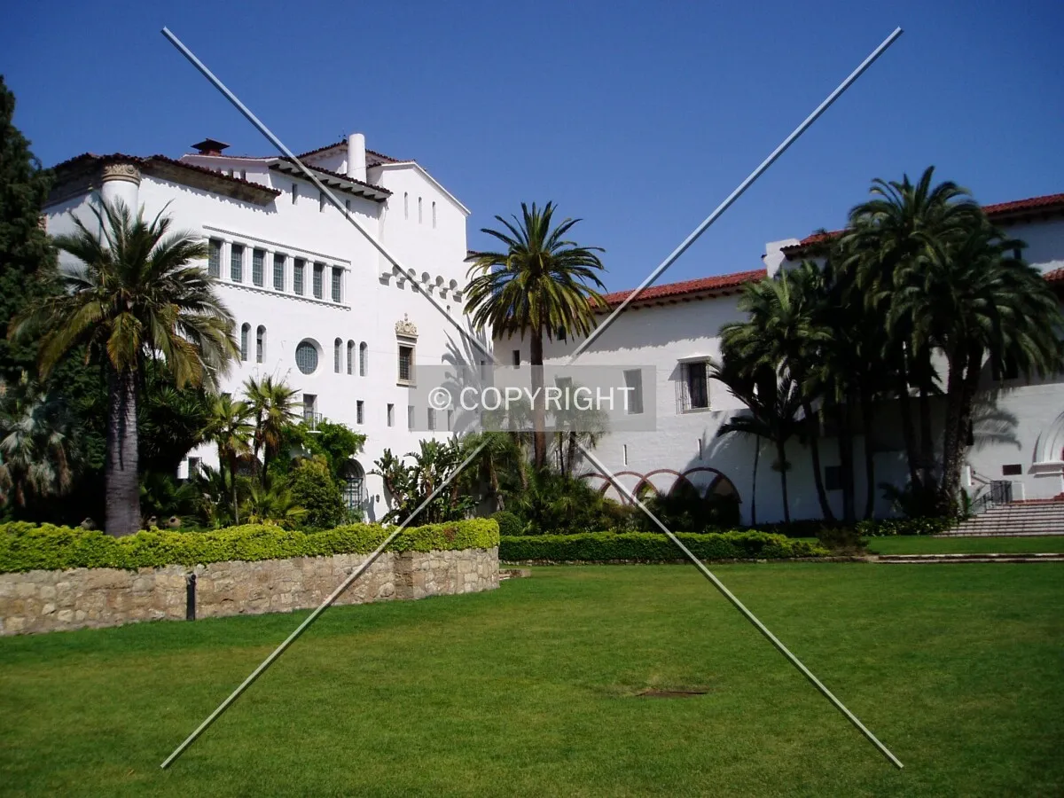 Looking across the courtyard from the base of the central tower