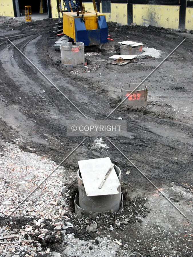 Tops of caisson shafts