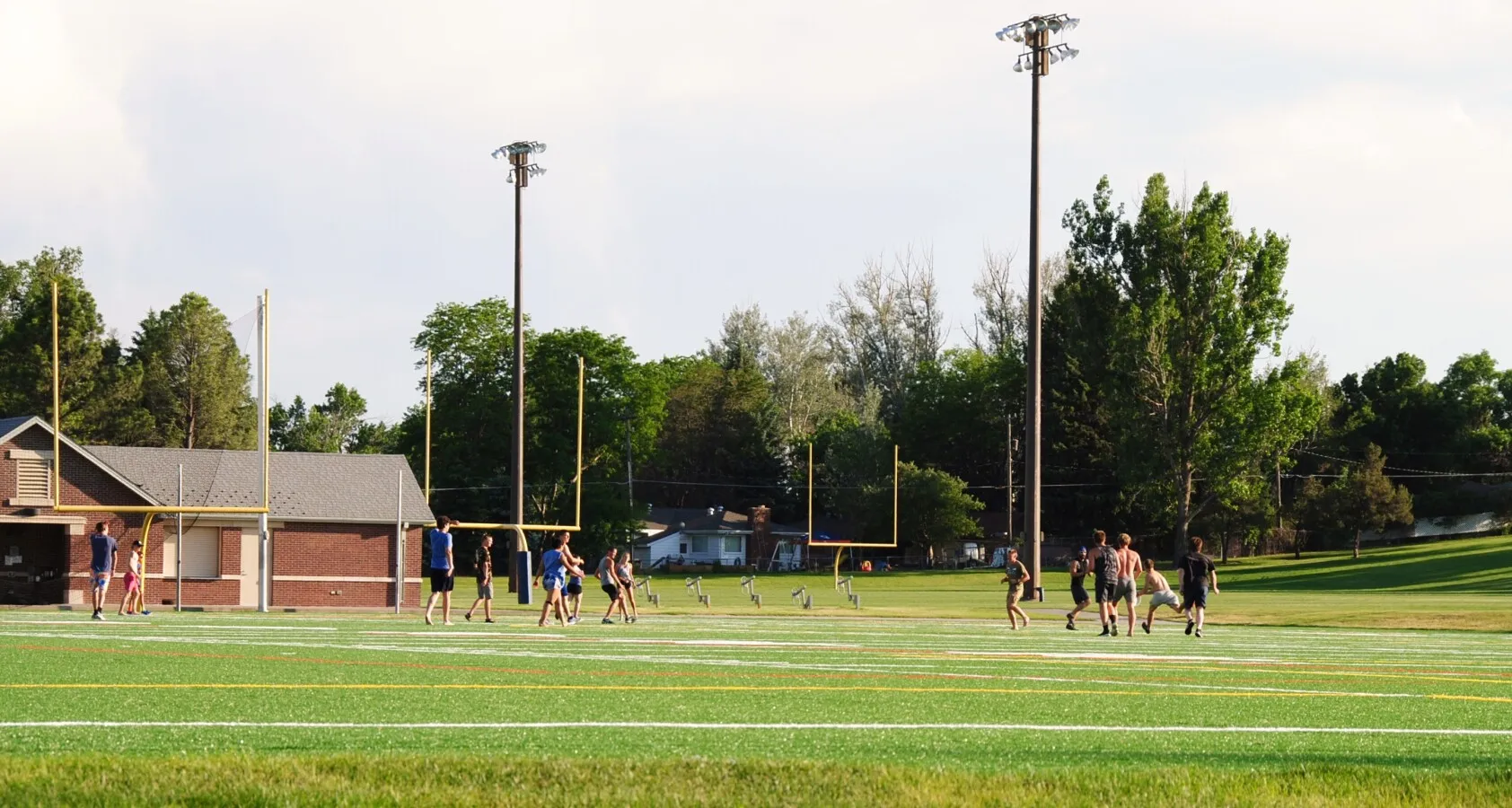 People playing on the practice fields