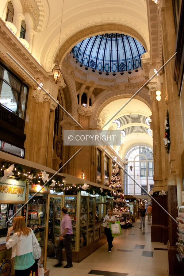 View of the shops in the middle of the gallery