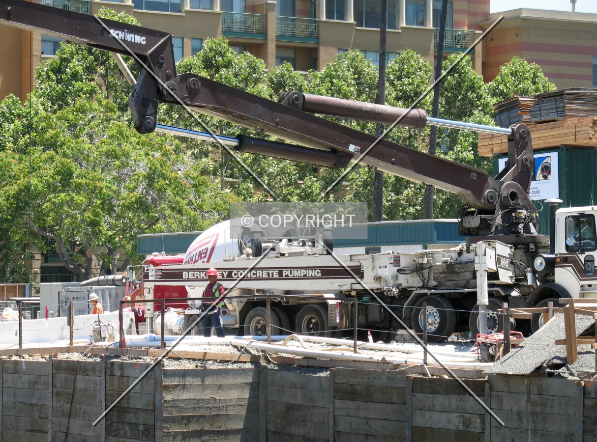 Concrete pumper in action