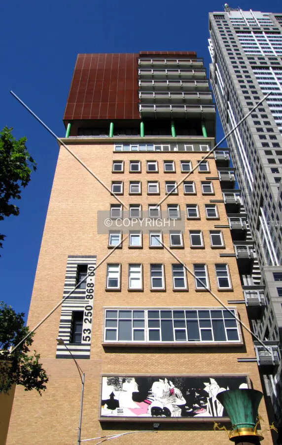 Looking up from Russell Street