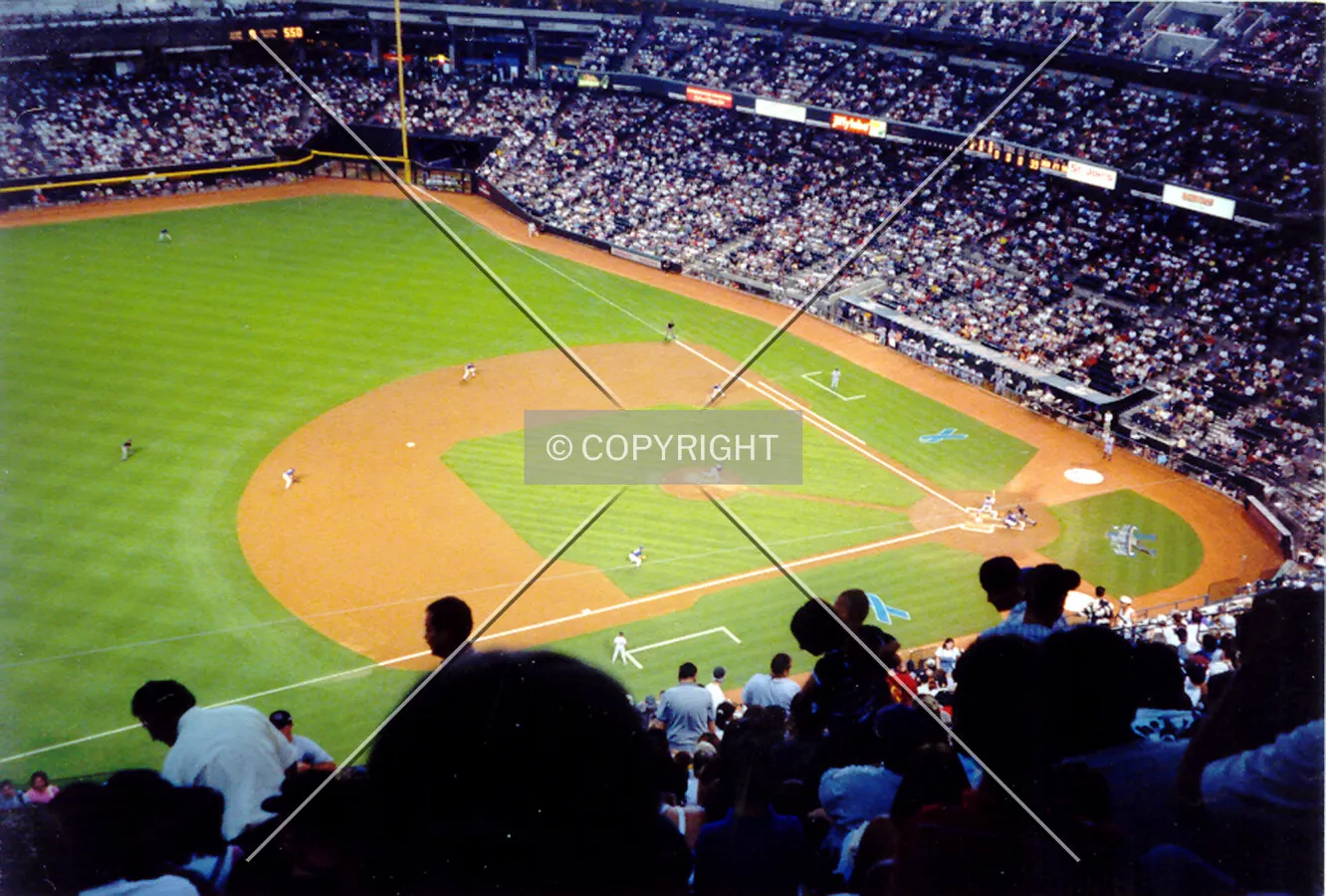 View of the infield from the upper deck on the third base side