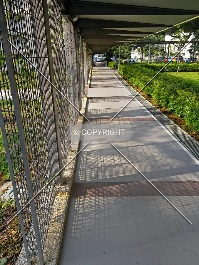 Covered walkways connect the buildings within this complex