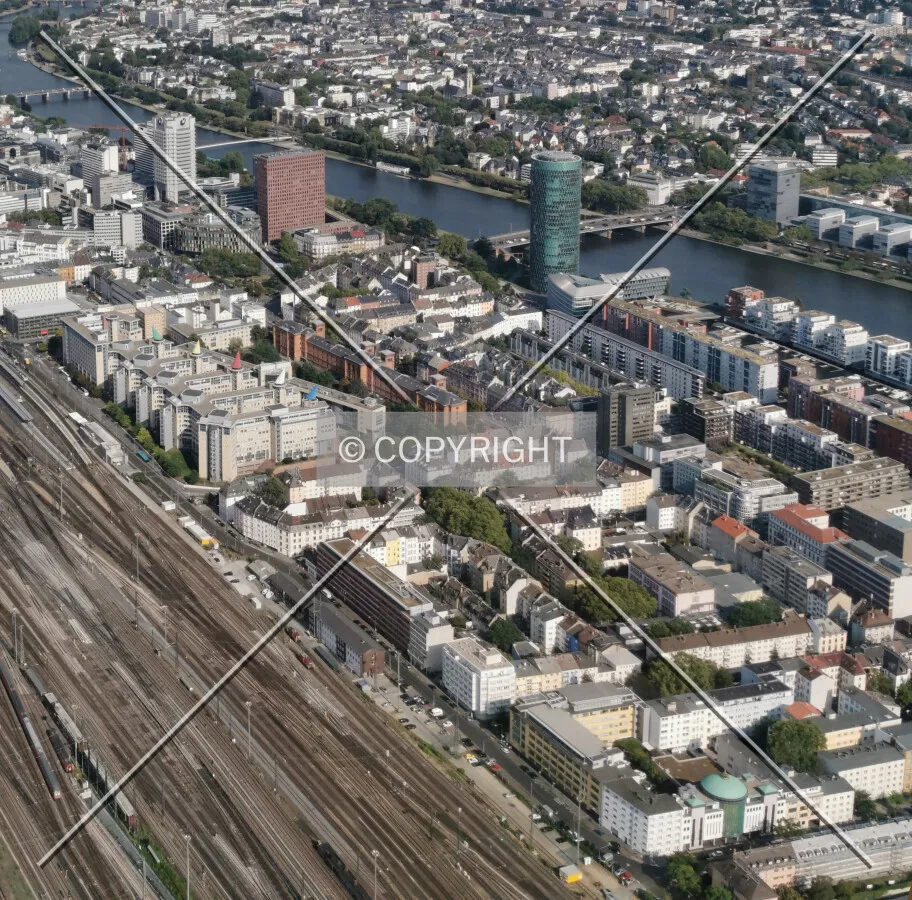 Flight with a helicopter over Frankfurt