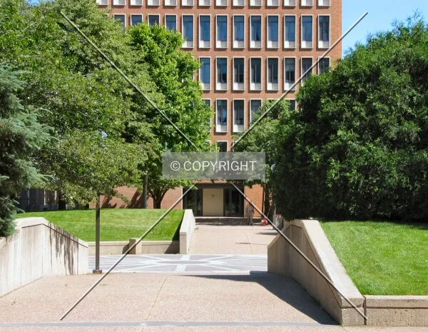 View to the north across the plaza outside Wilson Library