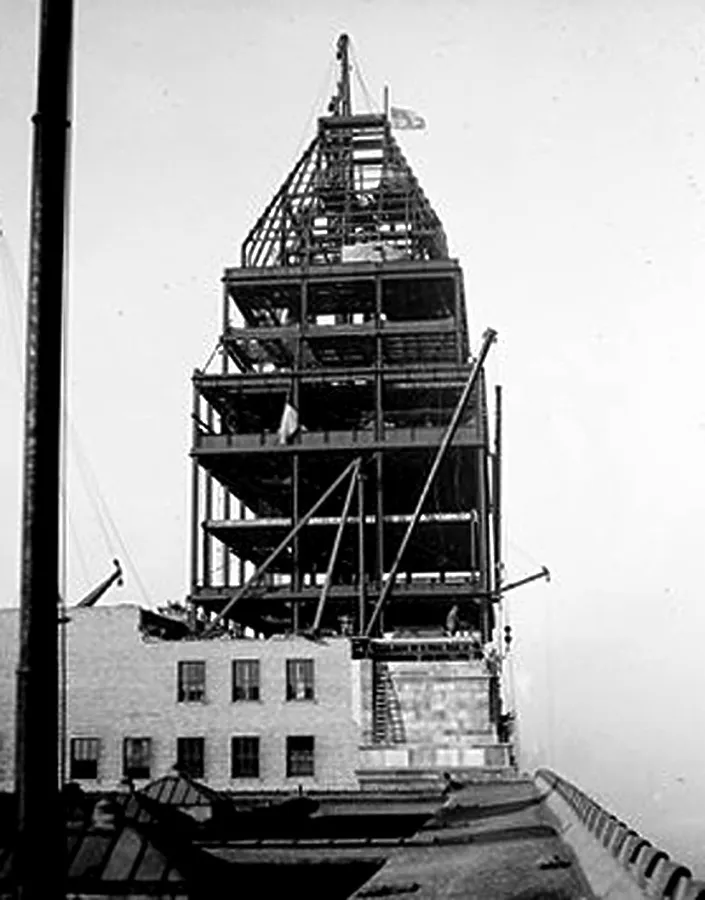 View from the south during construction