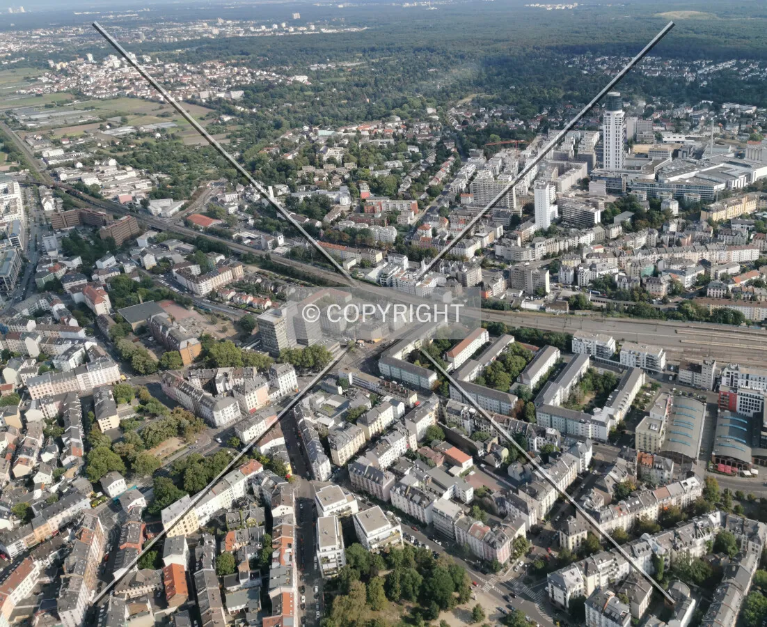 Flight with a helicopter over Frankfurt