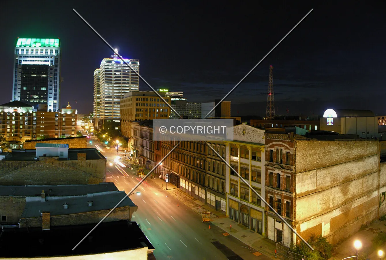 View from parking garage at Main and 1st