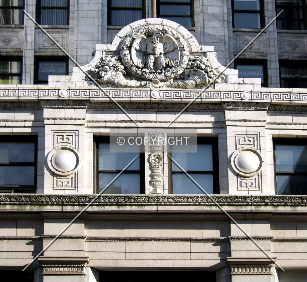 Detail above the main entrance on Franklin Street