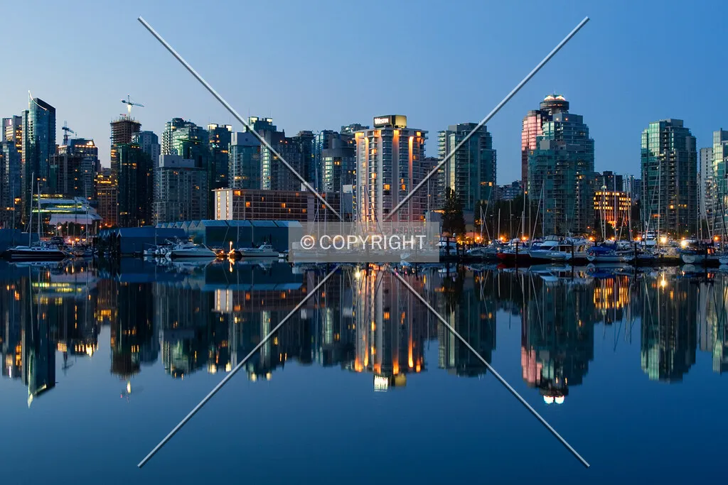 View south from Coal Harbour in evening