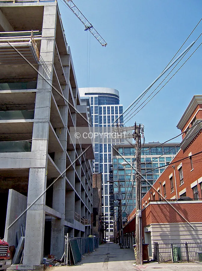 Looking north up the alley to the east