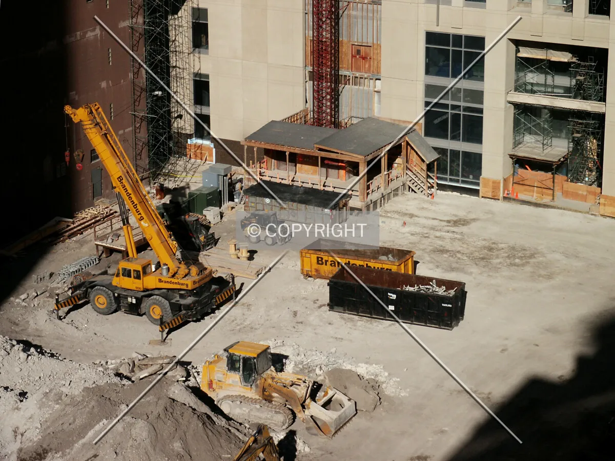 Staging area west of the building