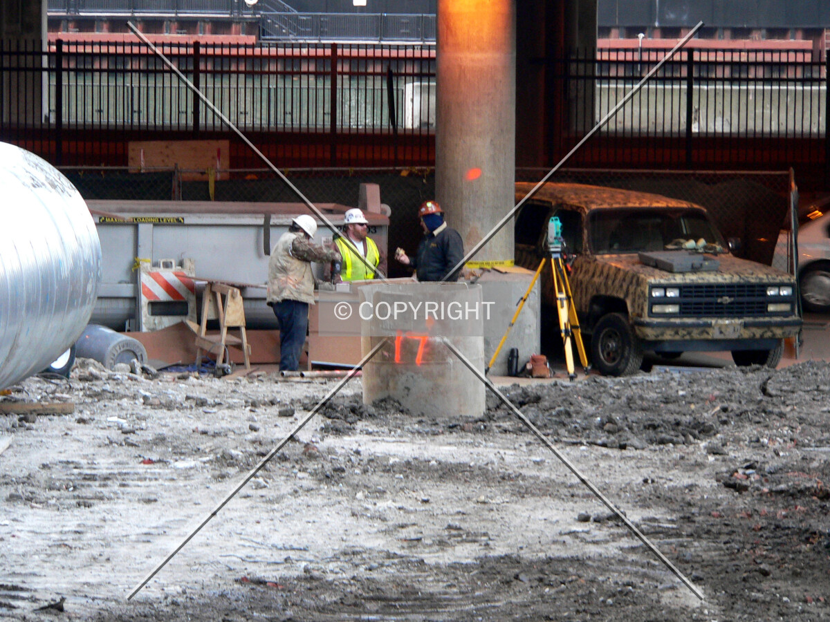 View of one of the first caissons drilled