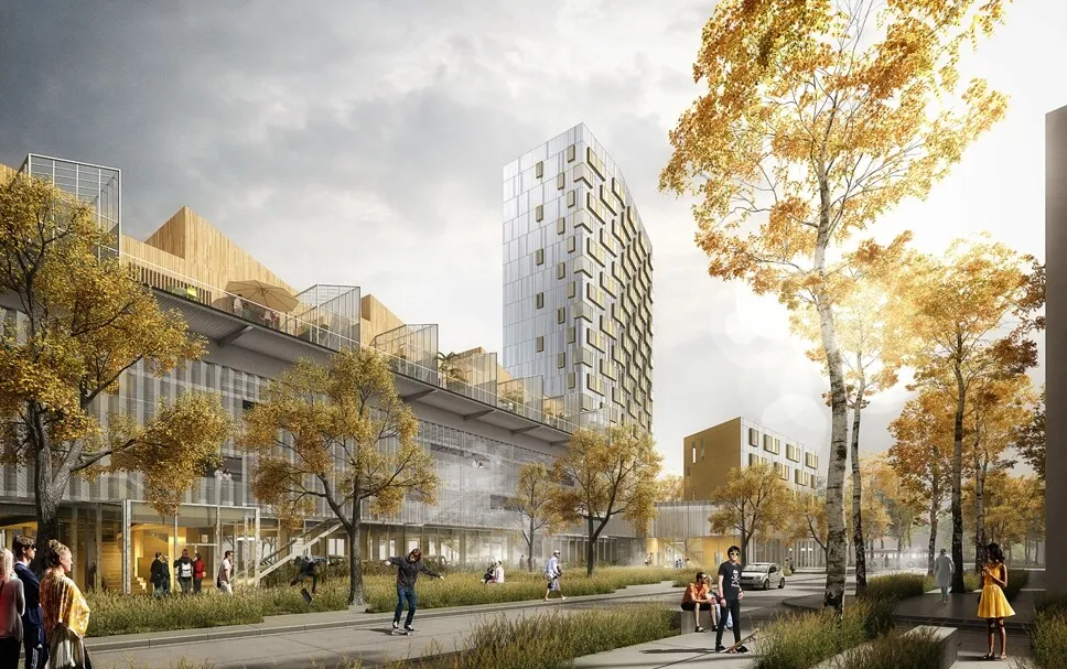 First rendering view from west.