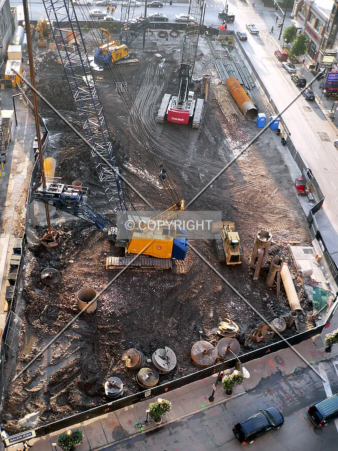 View of the site from the 900 North Michigan Avenue parking structure