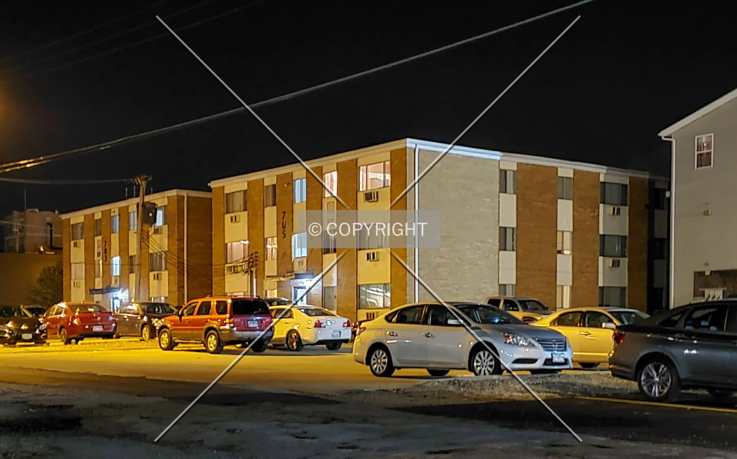 Southwest view at night; November 9, 2019