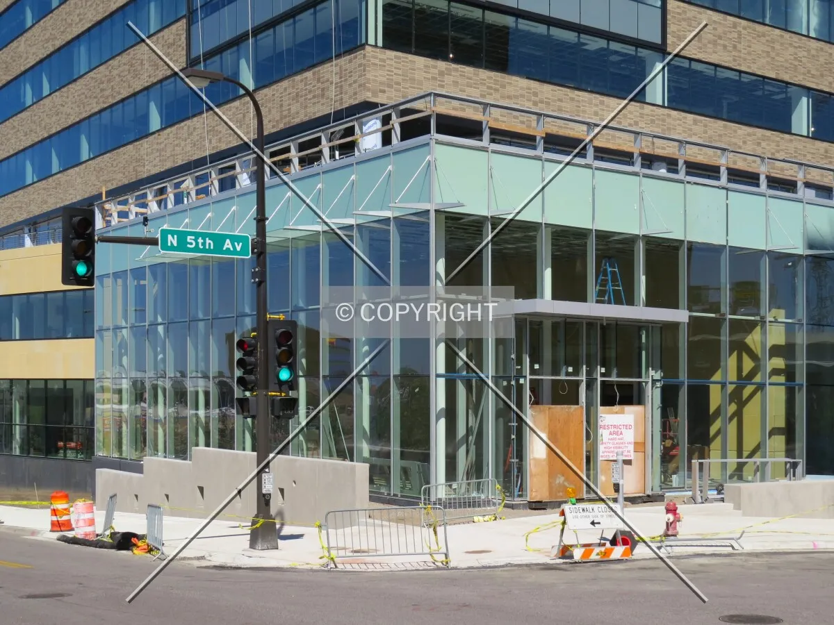 Future main entrance from across 5th Street & 5th Avenue North