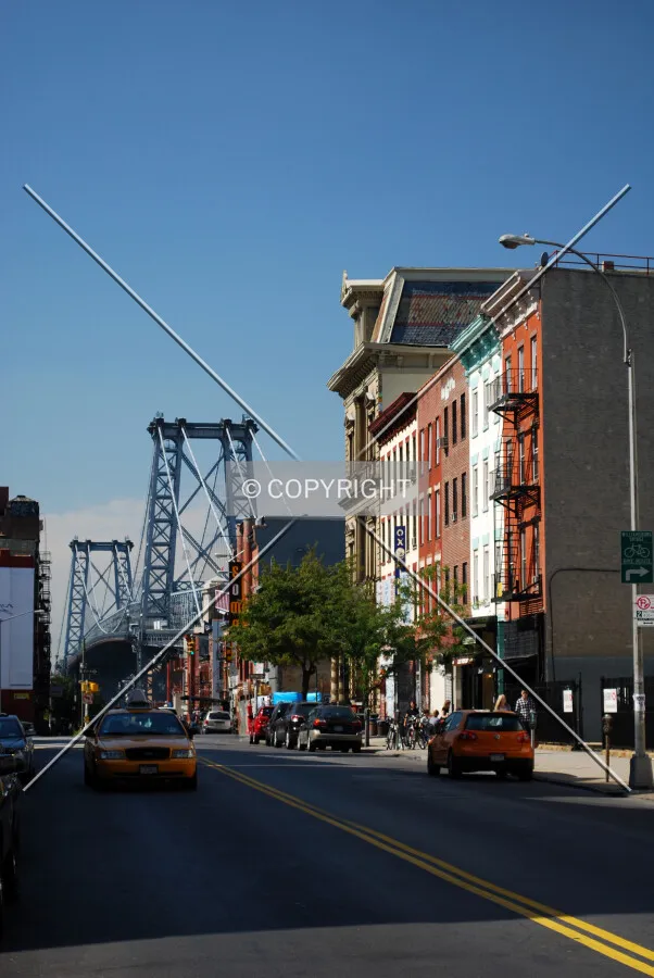 View toward the Williamsburg Bridge from Driggs Avenue