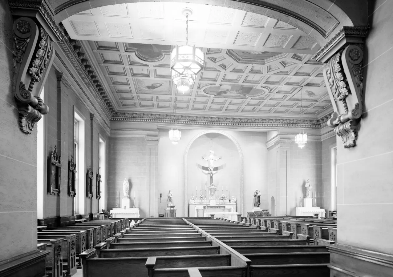 Vintage view looking east toward the apse