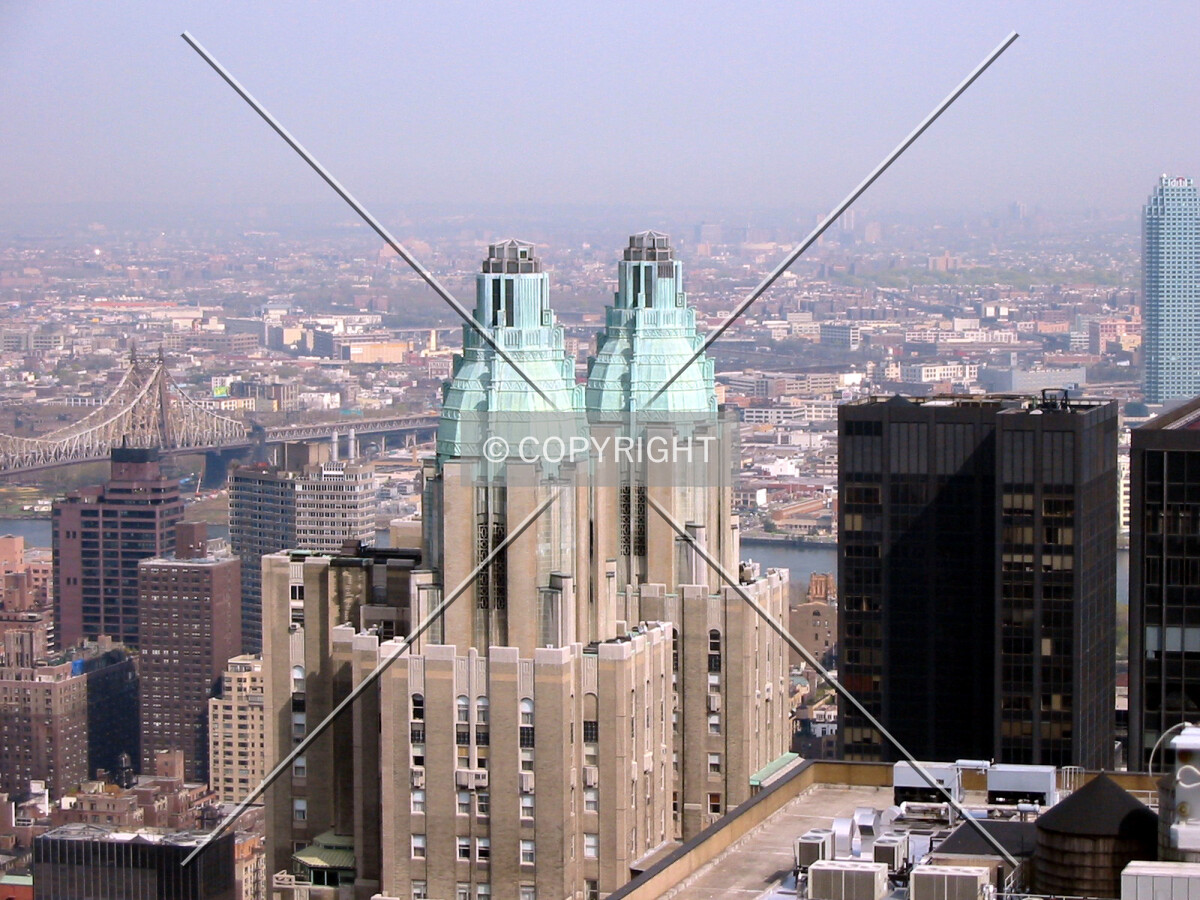 Copper Art Deco top, from a neighboring building