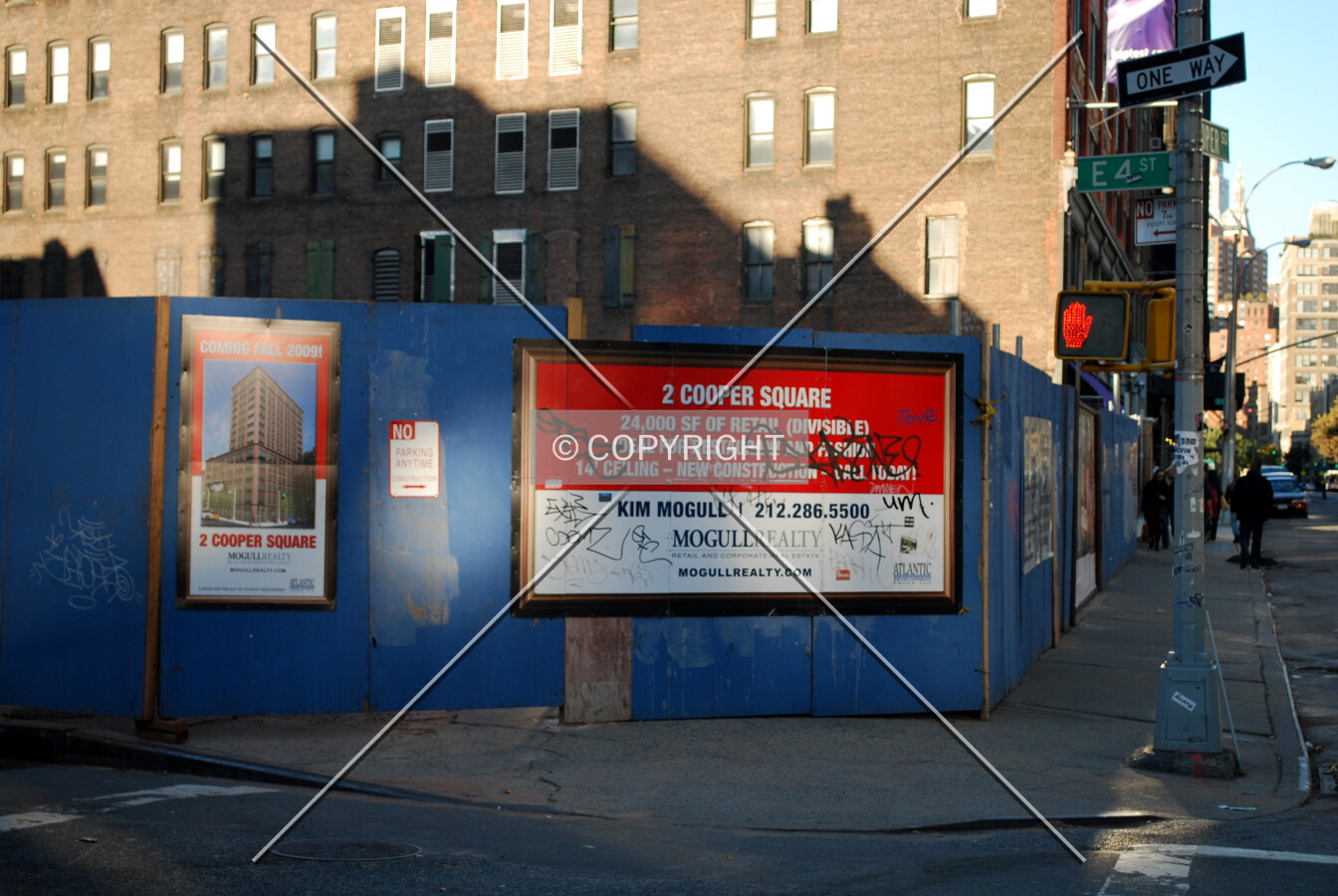 Sign at the southern corner of the site hoarding
