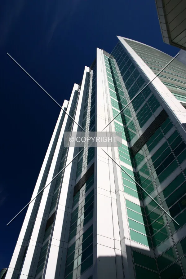 Looking up at the north façade from Euston Road