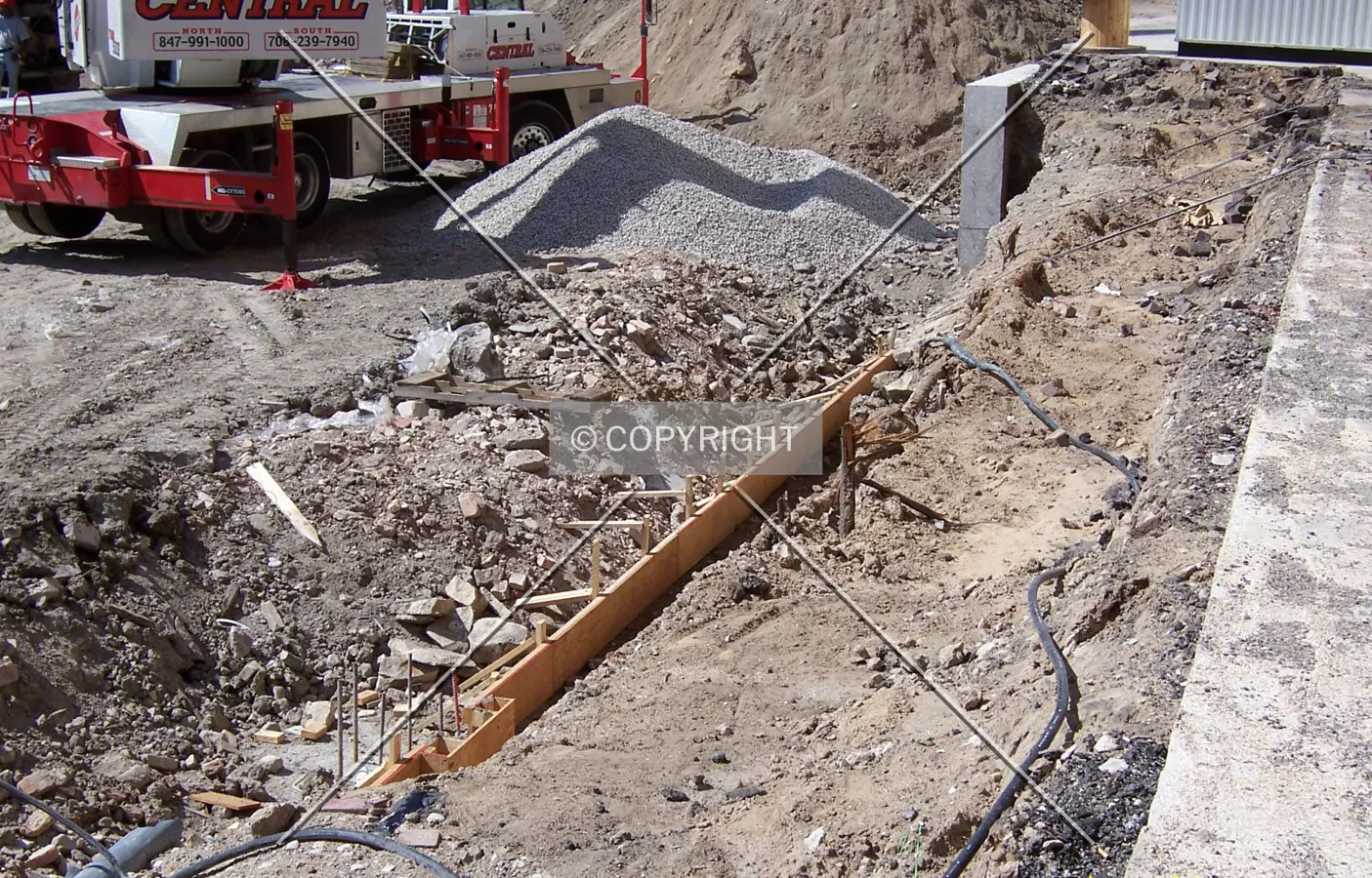 Formwork for the footing of the foundation wall on the east side of the site