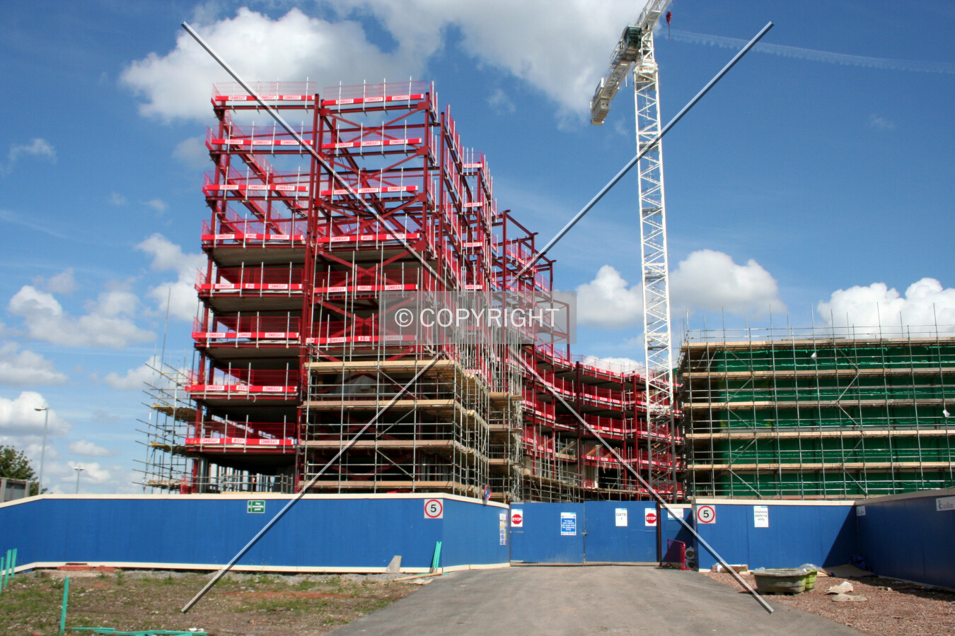 Looking up at the construction progress