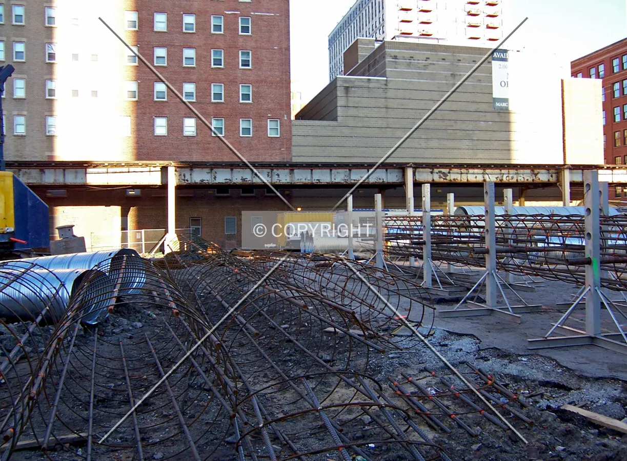 Caisson rebar cages for the One Place mid-rise structure due north of Astoria Tower