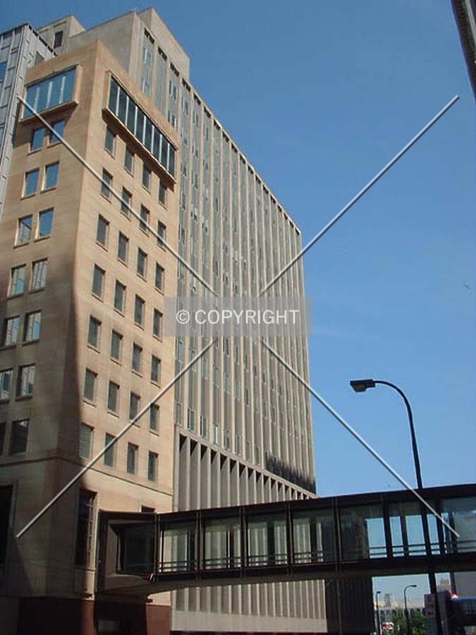 View to the north along Marquette Avenue, Marquette Bank Addition in foreground