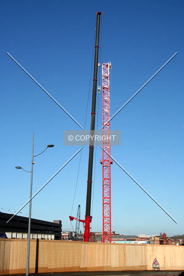 Looking up at the crane set-up