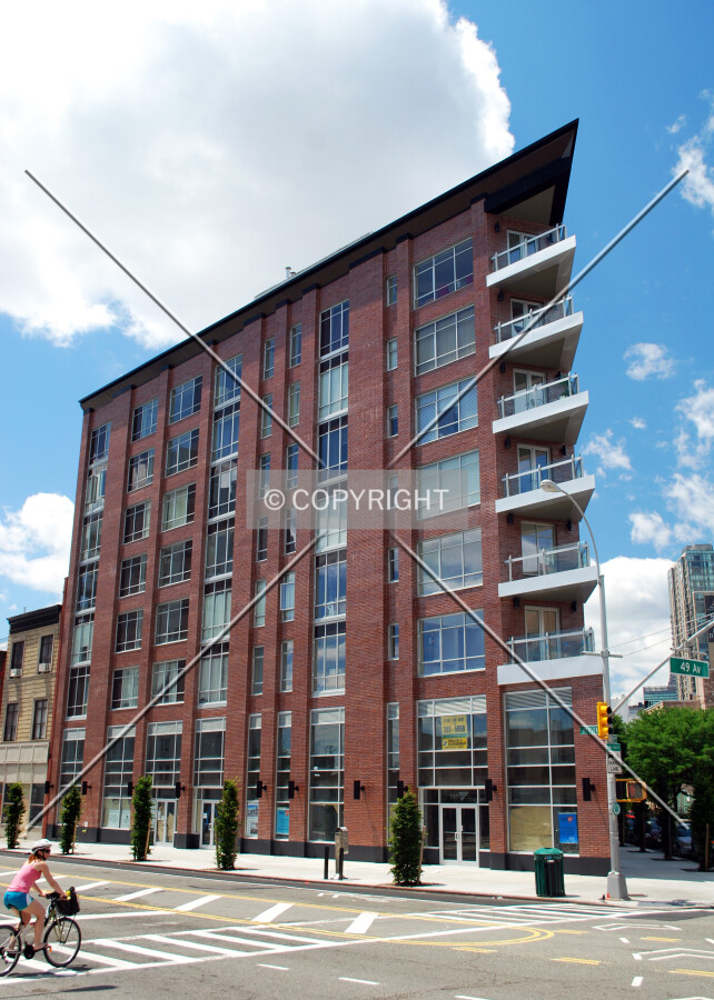 Viewed from the east along Jackson Avenue