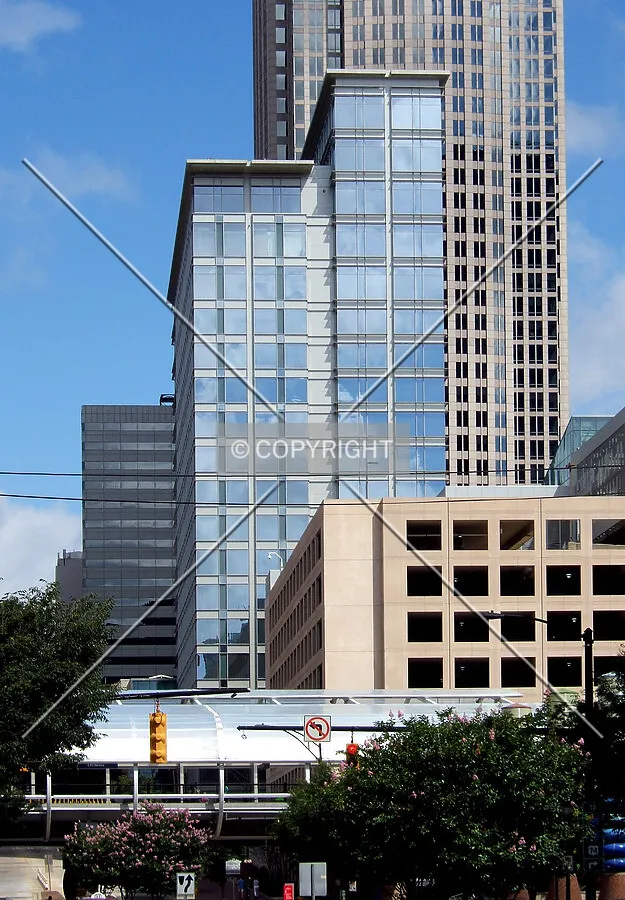 View from the southeast along Trade Street