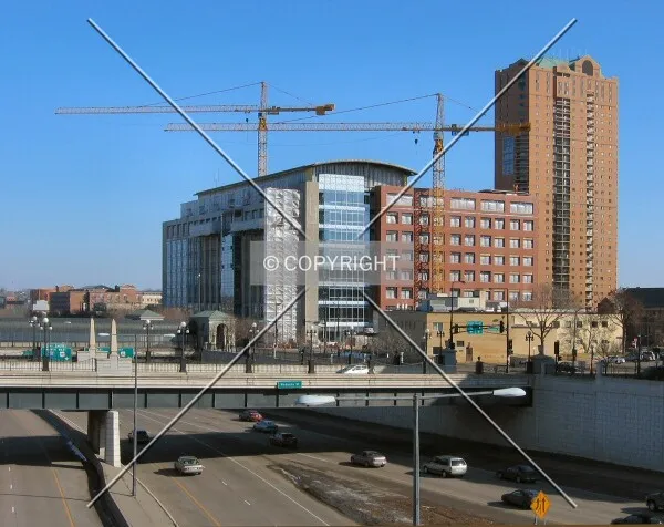 View to the east from the St. Peter Street bridge over Interstate 94/35E