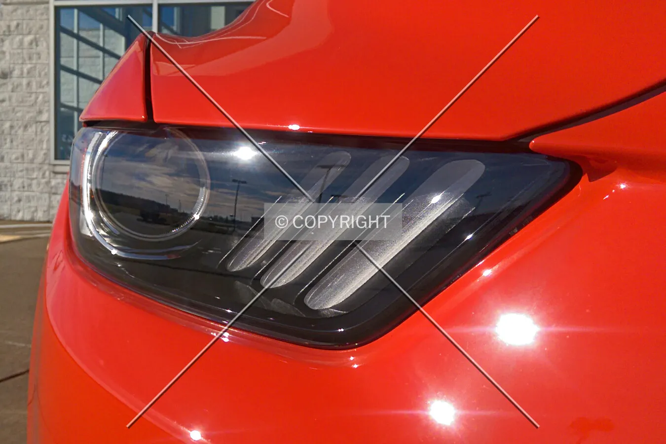 A 2015 Ford Mustang headlight