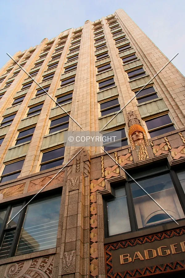 From below at the front entrance