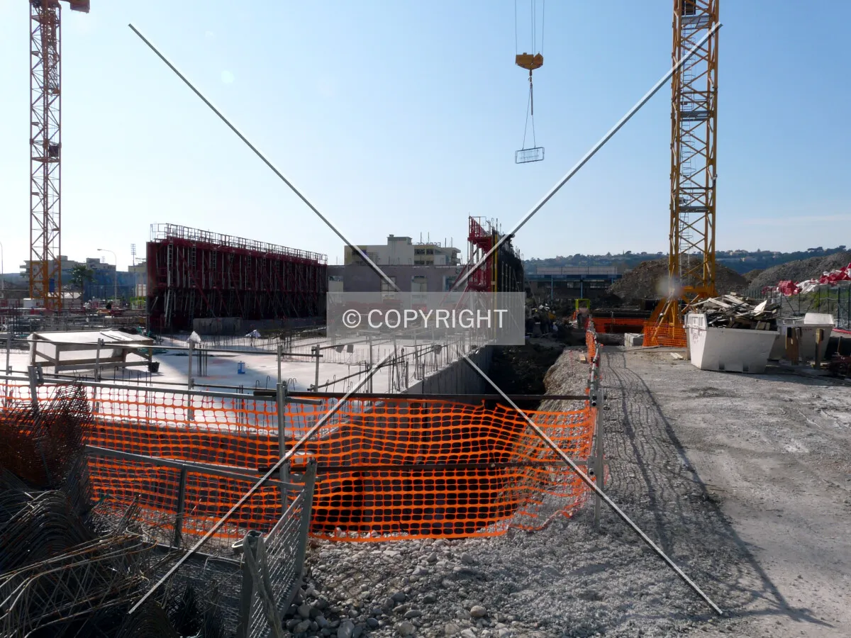 East view, while the first elements of the ground floor are being built
