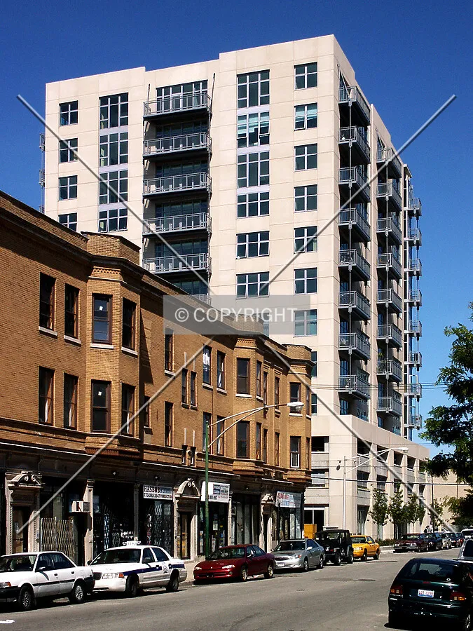 Back side, looking east on Leland Avenue