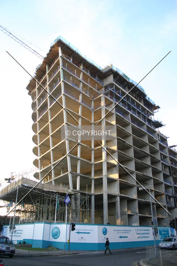 The south façade climbs ever higher, from the junction of Adelaide Road and Winchester Road