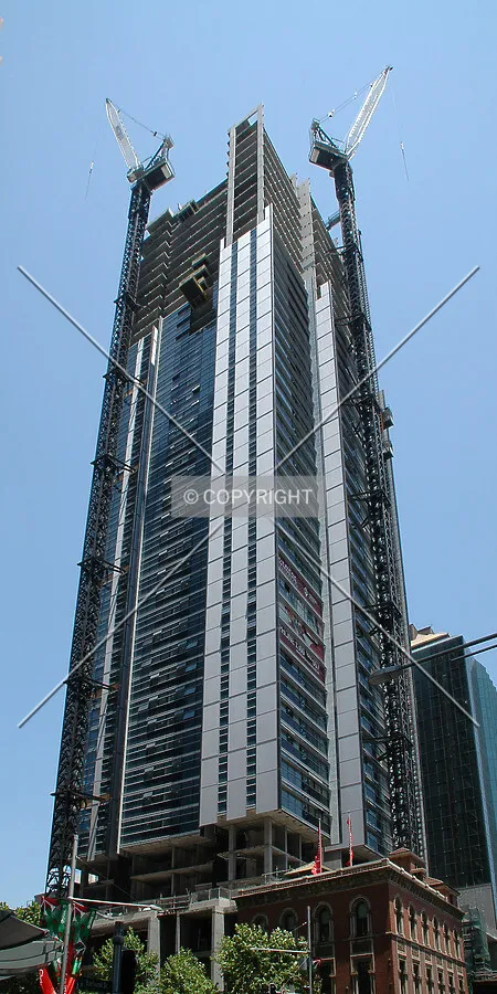 Looking up the northeast corner