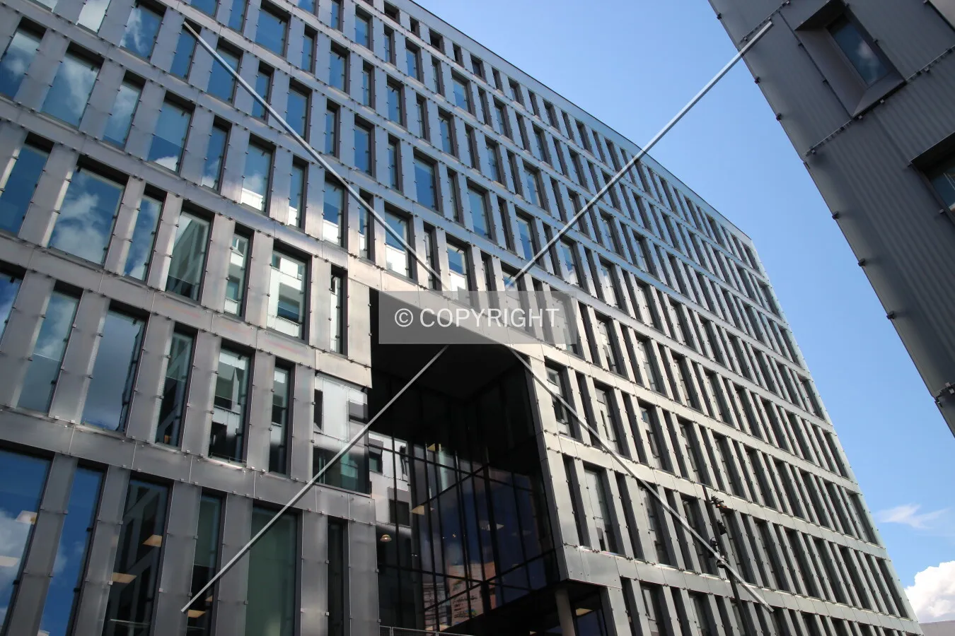 Looking up the west facade