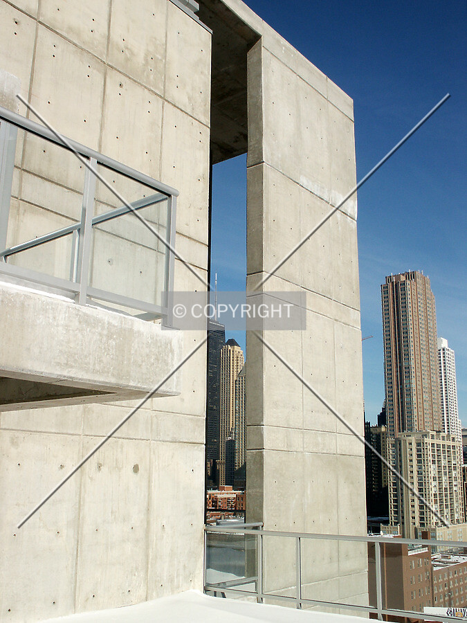 Shear wall and opening seen from the 14th floor terrace