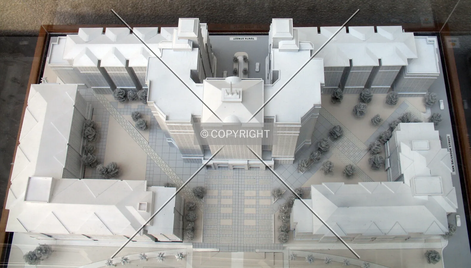 Overhead view of scale model for full complex
