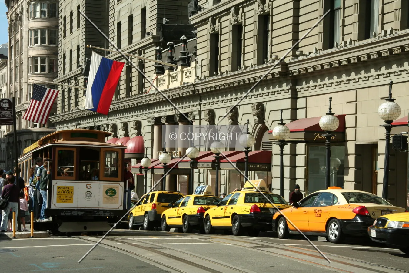 Cabs lined up across from Union Square