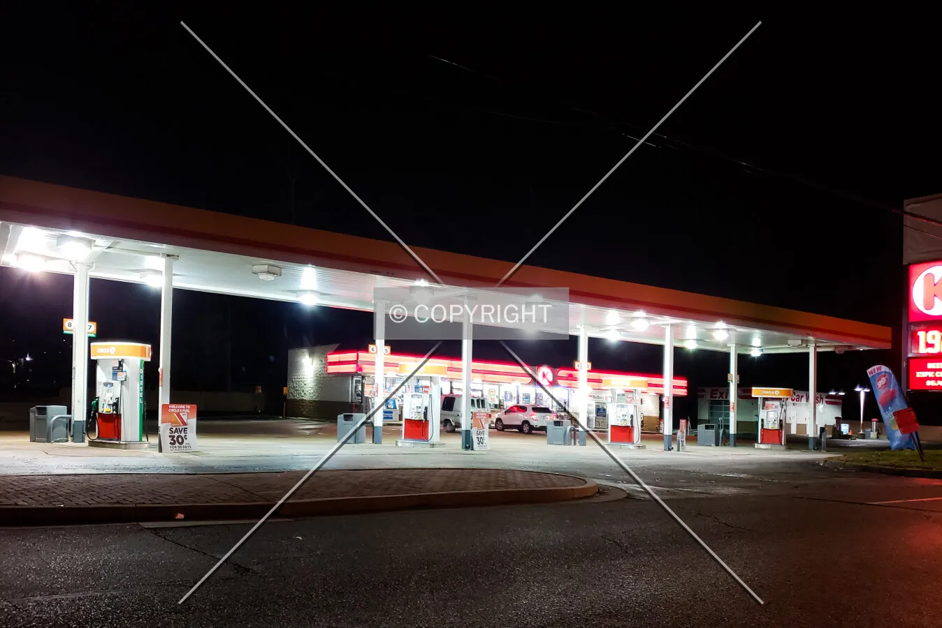 View from the northwest at night; January 1, 2019