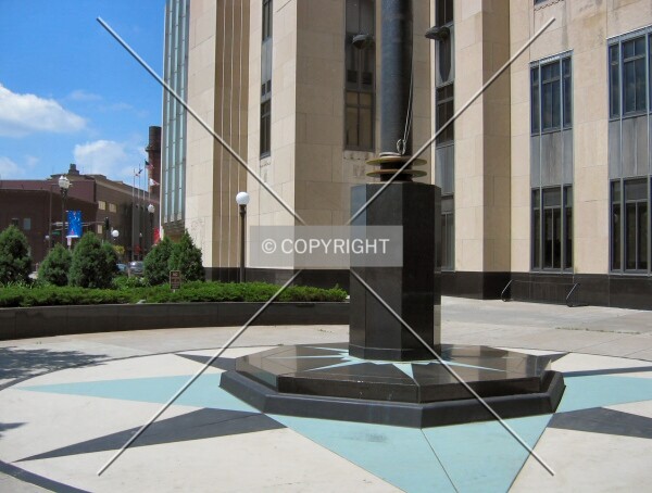 View to the west from Wabasha Street, base of the flagpole in foreground