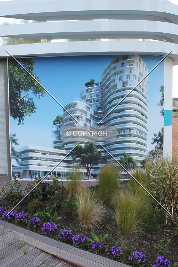 Rendering displayed on the sales office.
